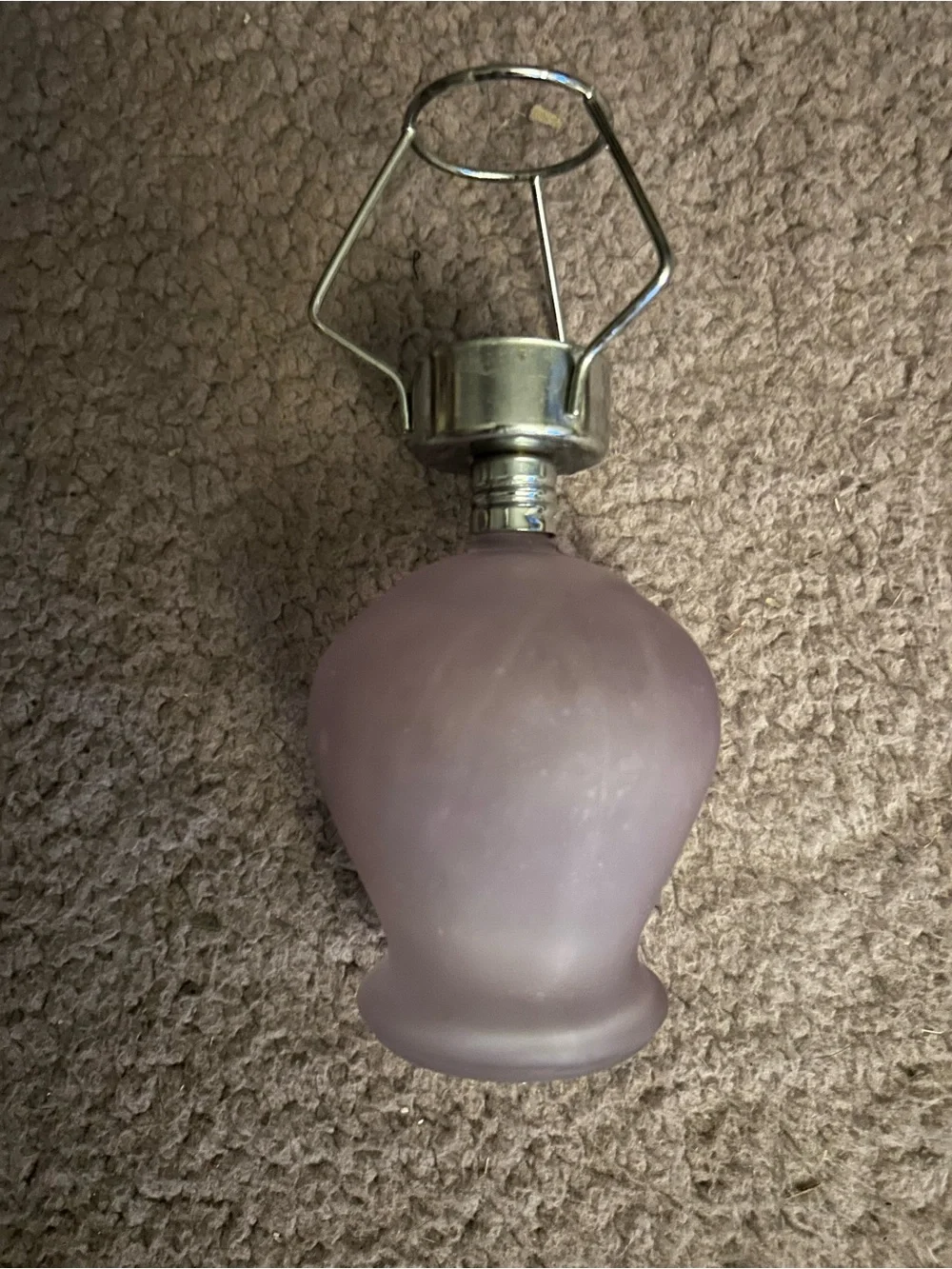 Pfaltzgraff Frosted Purple Glass Lantern with Hand-Painted Floral Shade